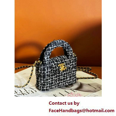 Chanel Sequin Embroidered Tweed  &  Gold-Tone Metal Clutch with Chain Bag AP3435 Black 2025